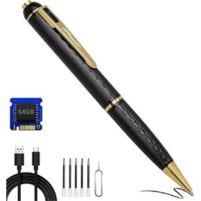 64GB Body Camera, 1080P HD Nanny Camera Pen, Mini Camera Pen, Rechargeable Small Pocket Cam, Portable Pocket Camera, Small Video Recorder, Surveillance Camera for Indoor Outdoor