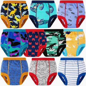 BIG ELEPHANT 10-Pack Baby Potty Training Underwear, Soft 100% Cotton Absorbent Training Pants for Boys & Girls, Ages 12M-10Y