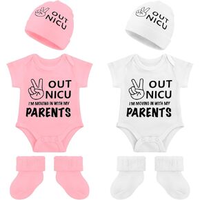 2 Set NICU Baby Preemie Outfits Baby Clothes Preemie Hat Preemie Socks Preemie Bodysuit out NICU Baby Body Suit
