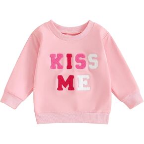 Dcohmch Toddler Girl Valentine's Day Outfit Pullovers Heart Letter Print Shirt Sweatshirt Valentine Baby Girls Clothes