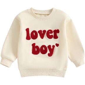 Lesimsam Toddler Baby Boy Girl Valentines Day Outfit Terbroidery Sweatshirt Crewneck Long Sleeve Pullover Top Top