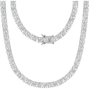 Michooyel Tennis Necklace for Women Tennis Chain Women Iced Out Necklace Prong-Setting 5A Cubic Zirconia Stones Fashion Jewelry 3mm 4mm 5mm 6mm, 16,18,20,22,24 Inches