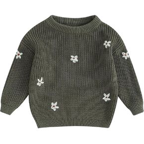 Mubineo Baby Girl Winter Clothes Cute Flower Sweater Crewneck Pullover Long Sleeve Knit Newborn Infant Sweaters