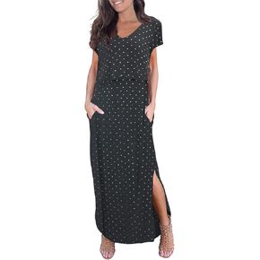 Smallshow Women's Maternity Nursing Dresses Split Long Dress for Breastfeeding