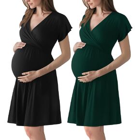 Neer 2 Pack 3 in 1 Labor Delivery Hospital Gown, Women's Maternity Dress Robe Nursing Nightgown Sleepwear for Breastfeeding in Kuwait