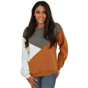 Women's Breastfeeding Colorblock Diagonal Zip Nursing Sweatshirt with Velour Interior