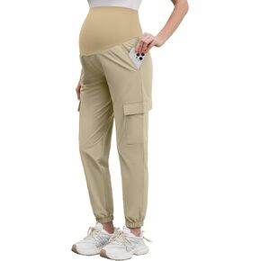 POSHGLAM Maternity Cargo Joggers Quick-Dry Lightweight Casual Lounge Hiking Active Pants