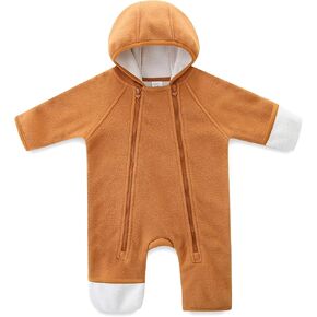 Infant One Piece Zip-Up Hoodie Polar Fleece Spring Fall Outfit Coat 0-18 Months