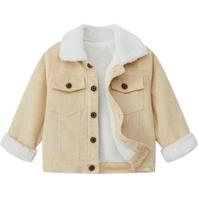 Toddler Boy Winter Corduroy Jacket Baby Girl Fall Sherpa Lined Outwear Coat