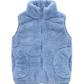 SEAUR Toddler Boys Girls Fuzzy Fleece Vest Cute Sherpa Sleeveless Waistcoat Winter Warm Faux Fur Outerwear with Pocket