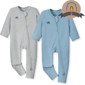 Momcozy Boy Girl Baby Pajamas Onesie, 0-24 M Temp-Sensing 2-Way Zipper Cotton & Viscose Derived from Bamboo Newborn Sleepers