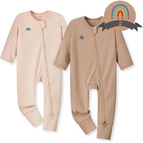 Momcozy Boy Girl Baby Pajamas Onesie, 0-24 M Temp-Sensing 2-Way Zipper Cotton & Viscose Derived from Bamboo Newborn Sleepers in Kuwait