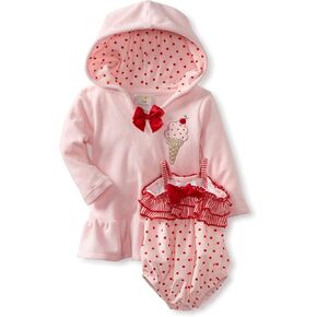 ABSORBA Baby Girls' Two Piece Cover Up And Swimsuit Terry Set