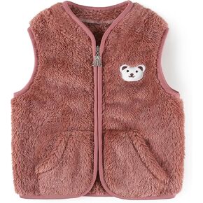 Baby Boys Girls Fleece Vest Zip Up Cute Bear Jackets Fuzzy Fall Winter Warm Clothes Newborn Outwear for Toddler Infant