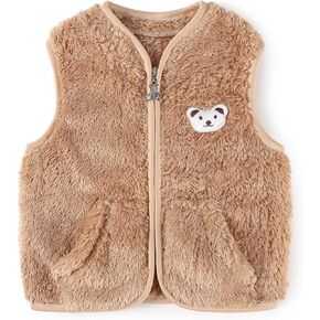 Baby Boys Girls Fleece Vest Zip Up Cute Bear Jackets Fuzzy Fall Winter Warm Clothes Newborn Outwear for Toddler Infant in Kuwait