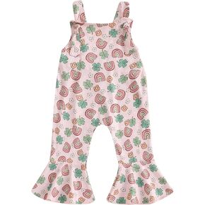 ZAXARRA Toddler Girl Clothes Floral Baby Girl Bell Bottom Jumpsuit Baby Girl Overalls Flare Leg Jumpsuit
