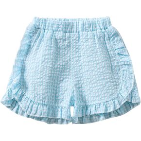 Toddler Baby Girl Ruffle Shorts Gingham Plaid Elastic Waist Seersucker Shorts Pants Bottoms Casual Summer Outfit