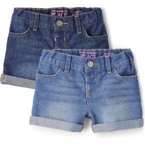 The Children's Place Baby Girls Roll Cuff Denim Shortie Shorts