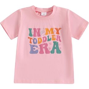 Toddler Baby Girls T-Shirt in My Toddler Era Groovy Short Sleeve Concert Letter Print Retro Tops