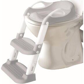 Jool Baby Potty Training Seat with 2 Step Ladder for Toddlers - Soft Cushioned Seat & Splash Guard, Adjustable Height (Gray)