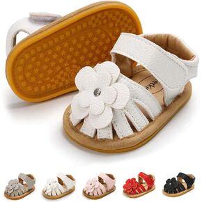 Babelvit Infant Baby Girl Boy Sandals Comfort Premium Summer Outdoor Casual Beach Shoes with Flower Bowknot Anti Slip Rubber Sole Newborn Toddler Prewalker First Walking Shoes