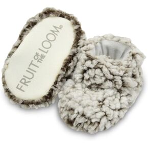 Fruit of the Loom Cozy Thermal Wrap Booties with Non-Skids for Baby Girls, Boys, Unisex