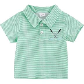Toddler Baby Boy Shirt Golf Stripes Short Sleeve Button Down T-Shirt Tops Cute Infant Casual Tee Summer Clothes in Saudi Arabia