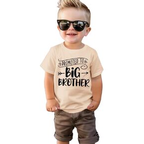 Promoted to Big Brother Shirts for Toddler Baby Boy Announcement T-Shirt Summer Short Sleeve Tees Big Bro Tops