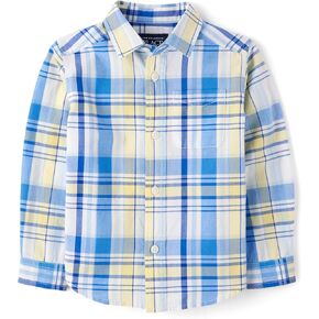 The Children's Place Baby Boys' and Toddler Poplin Long Sleeve Button Down Shirt