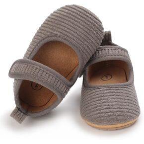 INMINPIN Baby Girls Shoes Corduroy Princess Dress Mary Jane Flats Newborn Infant First Walking Shoes Soft Rubber Sole House Indoor Slippers