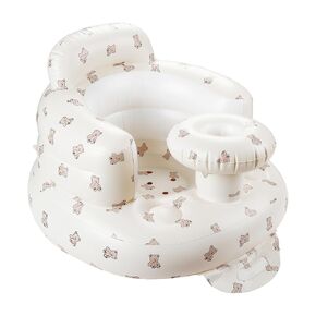 QMVESS Inflatable Baby Seat with Tray, Fully Supportive Infant Floor Seat, Baby Chairs for Entertaining, Built in Air Pump Blow Up, Learning Sit-Up Seat for Infants 3 Months & Up (Bear)