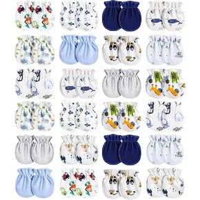 Geyoga Newborn Baby Mittens No Scratch Mittens Soft Elastic Infant Baby Gloves Mittens for 0-6 Months Baby(Cool Style, 24 Pairs)