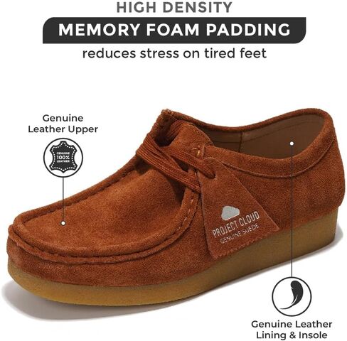 Project Cloud Genuine Leather Womens Shoes - Memory Foam Insole Oxford Shoes for Women Footwear - Lightweight Anti-Slip Sole Casual Work Loafers with Lace (Wally) in Kuwait