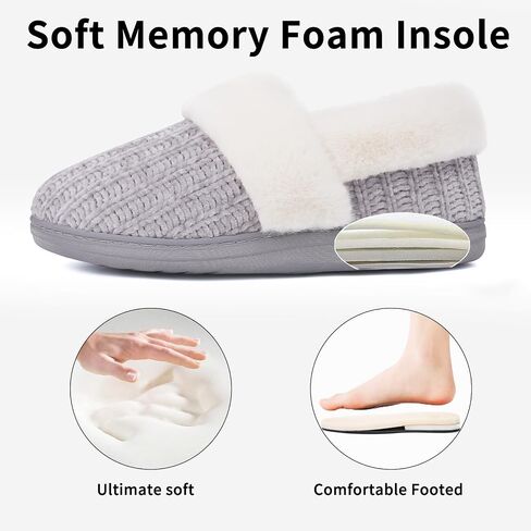 Evshine Fuzzy Memory Foam Slippers for Women Closed Back Knit House Shoes | Soft Faux Lamb Wool Lining, Non-Slip Rubber Sole, Indoor Outdoor Comfort in Saudi Arabia