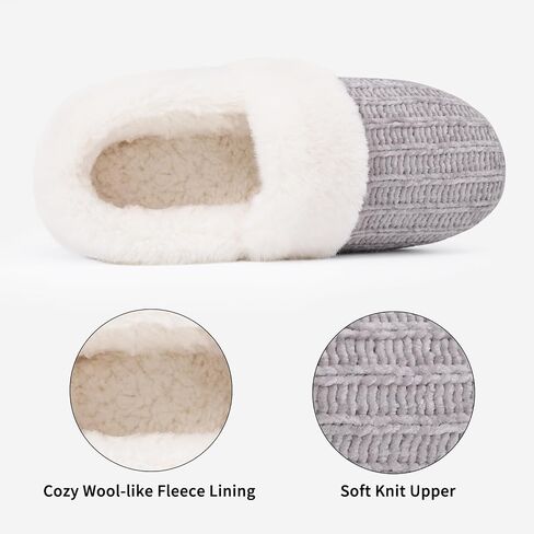 Evshine Fuzzy Memory Foam Slippers for Women Closed Back Knit House Shoes | Soft Faux Lamb Wool Lining, Non-Slip Rubber Sole, Indoor Outdoor Comfort in Saudi Arabia