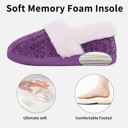 Evshine Fuzzy Memory Foam Slippers for Women Closed Back Knit House Shoes | Soft Faux Lamb Wool Lining, Non-Slip Rubber Sole, Indoor Outdoor Comfort in Saudi Arabia