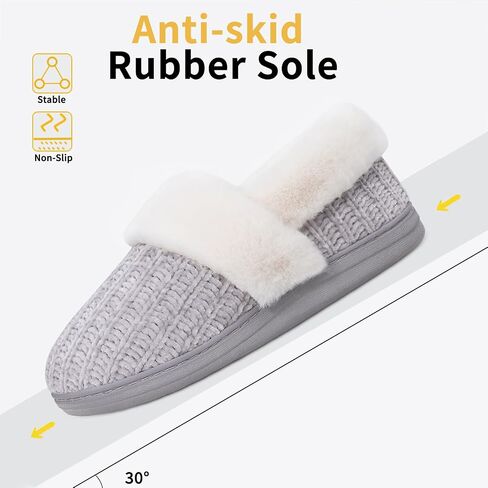 Evshine Fuzzy Memory Foam Slippers for Women Closed Back Knit House Shoes | Soft Faux Lamb Wool Lining, Non-Slip Rubber Sole, Indoor Outdoor Comfort in Saudi Arabia