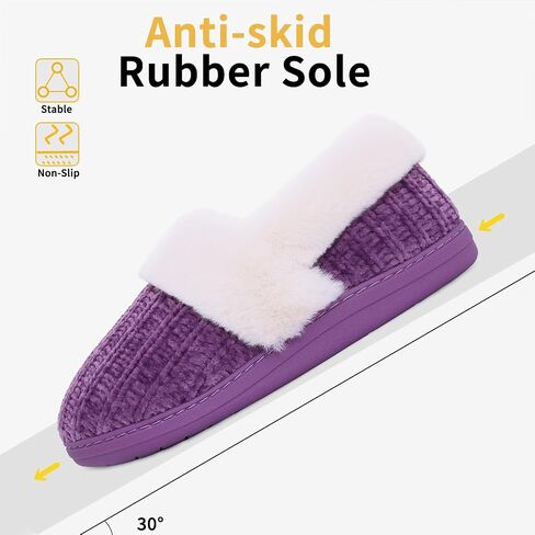 Evshine Fuzzy Memory Foam Slippers for Women Closed Back Knit House Shoes | Soft Faux Lamb Wool Lining, Non-Slip Rubber Sole, Indoor Outdoor Comfort in Saudi Arabia