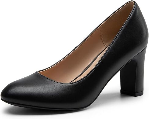 DREAM PAIRS Women's Block Heels Closed Toe High Chunky Rounded Toe Pumps Comfortable Slip On Work Shoes in Saudi Arabia
