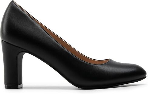 DREAM PAIRS Women's Block Heels Closed Toe High Chunky Rounded Toe Pumps Comfortable Slip On Work Shoes in Saudi Arabia