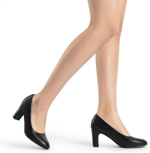 DREAM PAIRS Women's Block Heels Closed Toe High Chunky Rounded Toe Pumps Comfortable Slip On Work Shoes in Saudi Arabia