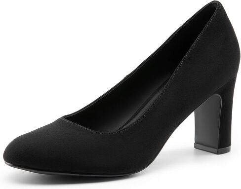 DREAM PAIRS Women's Block Heels Closed Toe High Chunky Rounded Toe Pumps Comfortable Slip On Work Shoes in Saudi Arabia