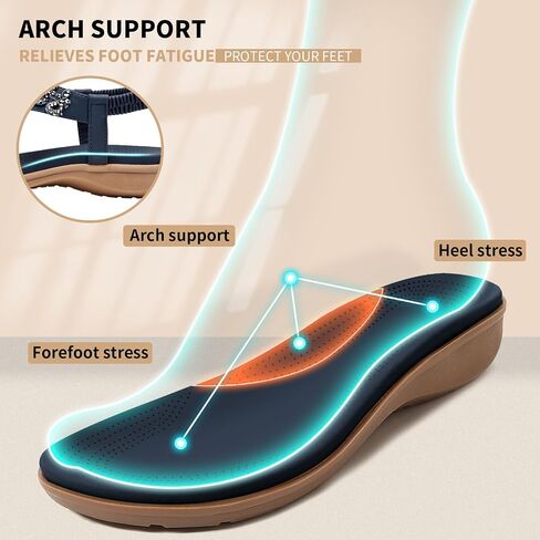 Littleplum Womens Sandals Arch Support Slingback Rhinestone Dressy Sandals Comfort Summer Shoes Ankle Strap Elastic Flats for Beach Walking in Saudi Arabia