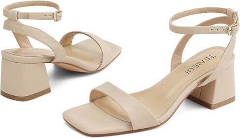 Women's Heeled Sandals Strappy Heels for Women Comfortable Chunky Heels for Women Dress Shoes Square Open Toe in Kuwait