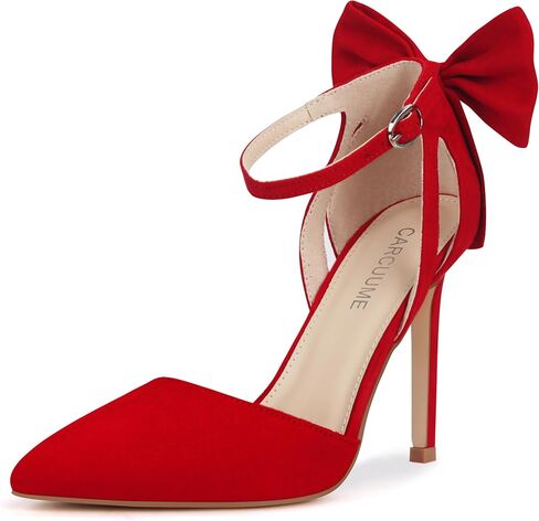 Carcuume Women's Closed Toe Heels Bow Stiletto Heel Sandals Pointed Toe Pumps Wedding Shoes in Saudi Arabia