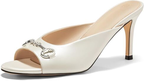 صندل شريحة للسيدات Coutgo مفتوحة إصبع القدمين عالي الكعب عالي الظهر على البغال الكعب مع سلسلة معدنية in Kuwait