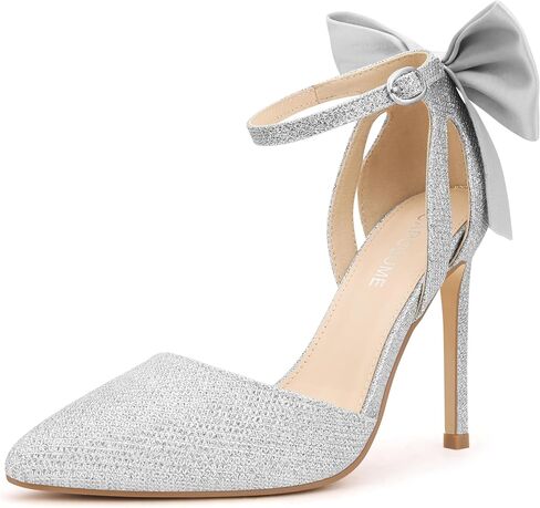 Carcuume Women's Closed Toe Heels Bow Stiletto Heel Sandals Pointed Toe Pumps Wedding Shoes in Saudi Arabia