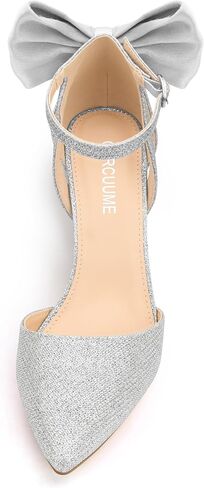 Carcuume Women's Closed Toe Heels Bow Stiletto Heel Sandals Pointed Toe Pumps Wedding Shoes in Saudi Arabia