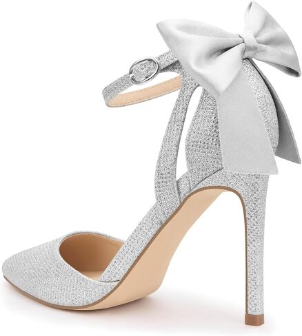Carcuume Women's Closed Toe Heels Bow Stiletto Heel Sandals Pointed Toe Pumps Wedding Shoes in Saudi Arabia