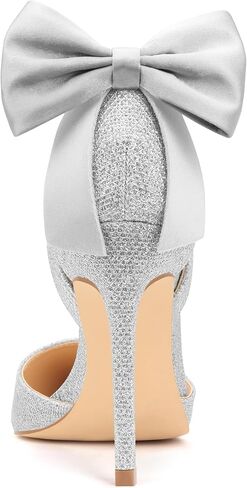 Carcuume Women's Closed Toe Heels Bow Stiletto Heel Sandals Pointed Toe Pumps Wedding Shoes in Saudi Arabia